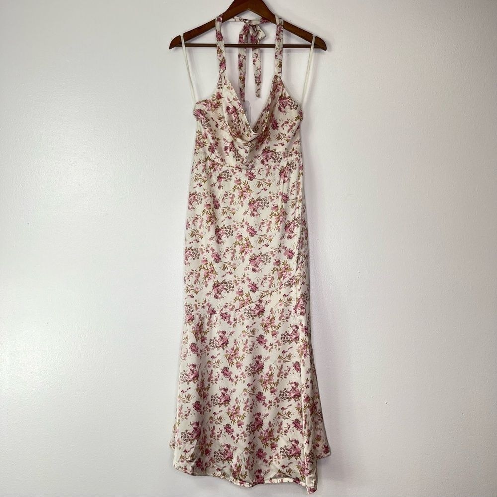 Saints + Secrets Cowl‎ Halter Neck Midi Floral Dress Size S